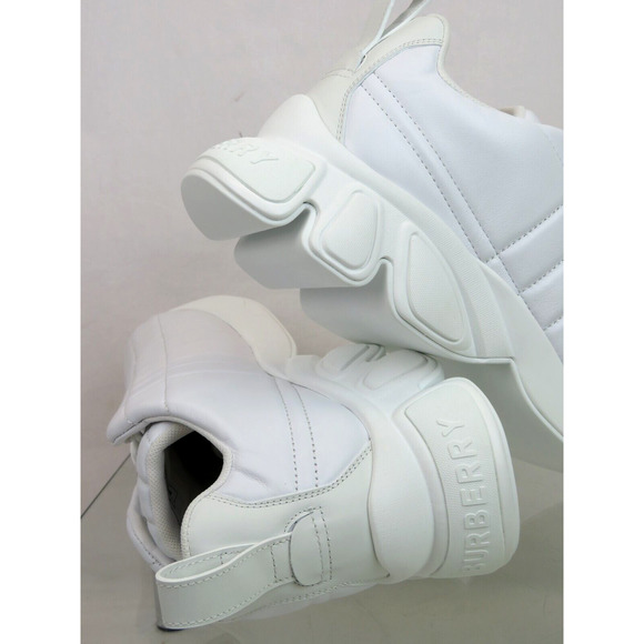$850 BURBERRY AXBURTON WHITE CHECK QUILTED LEATHER LOGO SNEAKERS 12 US 45 ITALY - Picture 13 of 15